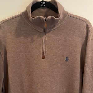 Polo by Ralph Lauren, Large, tan heather, quarter zip.